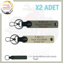 Miawiki Motor Severlere Özel, Isim Plaka ve A Rh (+) Kan Grubu Yazılı X2 Anahtarlık Set, Kül Gri-S Kahve-Ysl