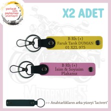 Miawiki Motosiklet Severlere Isim Plaka ve B Rh (+) Kan Grubu, Acil Durum X2' Li Anahtarlık, Sarı-Pembe-Laci