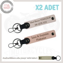 Miawiki Araç Sevdalılarına Anlamlı Hediye Plaka ve Isim Yazılı 2’li Deri Anahtarlık Seti, Yavruağzı-Pudra-Sk