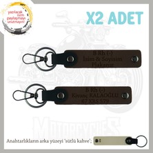 Miawiki Biker Tarzına Özel, Isim Plaka ve B Rh (-) Kan Grubu Yazılı Hediye X2 Anahtarlık Takım, K Kahve-Sk