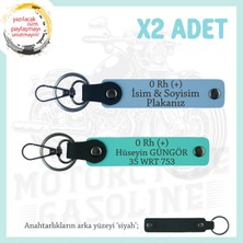 Miawiki Motosiklet Severlere Isim Plaka ve 0 + Kan Grubu Yazılı Özel Hediye X2 Anahtarlık, Mavi-Turkuaz-Syh