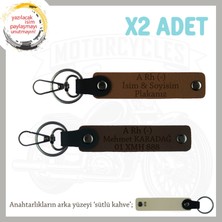 Miawiki Motor Severlere, Isim Plaka ve A - Kan Grubu Yazılı Anlamlı Hediye X2 Anahtarlık, Kahve-K Kahve-Sk