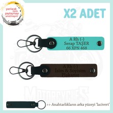 Miawiki Motor Severlere, Isim Plaka ve A Rh (-) Kan Grubu Yazılı X2 Anahtarlık, Anı, K Kahve-Turkuaz-Laci