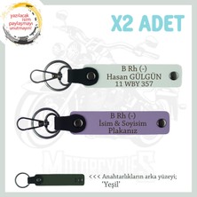 Miawiki Yolların Sürücülerine Özel Hediye, Isim Plaka B Rh (-) Kan Grubu Yazılı X2 Anahtarlık, Mor-Beyaz-Ysl