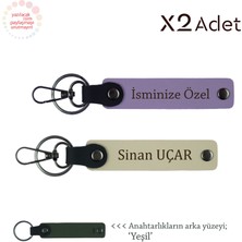 Miawiki Sevgiliye Mezuniyet Sürprizi, Isimli & Soyisimli 2’li Anahtarlık Seti, Mor Menekşe-Sütlü Kahve-Yeşil