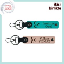 Miawiki Anlamlı Bir Hediye – Üç Hilal Deri Anahtarlık Takımı 2li Set, Koyu Turkuaz-Yavru Ağzı