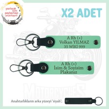 Miawiki Efsane Motorculara Özel, Isim Plaka ve  A Rh (+) Yazılı Anlamlı Hediye X2' Li Anahtarlık, Yeşil-Syh