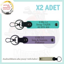 Miawiki Motosiklet Aşıkları Için, Isim Plaka ve 0 Rh (+) Kan Grubu, Acil Durum X2 Anahtarlık, Mor-Turkuaz-Sk