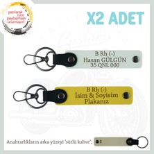 Miawiki Usta Sürücüye Isim Plaka ve B Rh (-) Kan Grubu, Kişiselleştirilmiş X2' Li Anahtarlık, Sarı-Beyaz-Sk