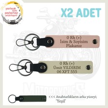 Miawiki Motosiklet Severlere, Isim Plaka ve 0 Rh (+) Kan Grubu Yazılı X2 Anahtarlık, Yavruağzı-S Kahve-Ysl