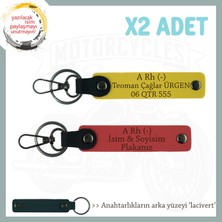 Miawiki Tüm Sürücülere, Isim Plaka ve A Rh (-) Kan Grubu Yazılı X2' Li Set Anahtarlık, Nar Çiçeği-Sarı-Laci