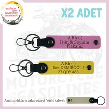 Miawiki Motosikletçiye Hediye, Isim Plaka, A Rh (-) Kan Grubu Yazılı Acil Durum X2 Anahtarlık, Sarı-Pembe-Sk