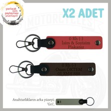 Miawiki Motor Severlere Özel, Isim Plaka ve 0 Rh (-) Kan Grubu Yazılı X2 Anahtarlık, Nar Çiçeği-K Kahve-Gr