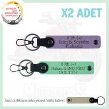 Miawiki Yol Tutkunları Için, Isim Plaka ve 0+ Kan Grubuna Kişiselleştirilmiş X2' Li Anahtarlık, Mor-Yeşil-Sk