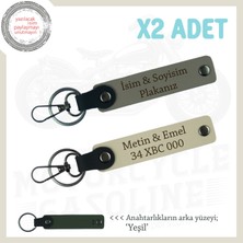 Miawiki Ince Zevklerin Seçimi – Deri 2’li Anahtarlık Takımı Plaka ve Isim Özelliğiyle, Kül Gri-S Kahve-Ysl