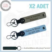 Miawiki Motorcu Sevgiliye Özel Hediye Isim ve Plaka Yazılı X2'li Anahtarlık Set, Kül Gri-Gök Mavi-Laci