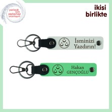 Miawiki Kişiye Özel Tasarımıyla Öne Çıkan Üç Ayyıldız Temalı 2’li Isim Yazılı Anahtarlık Seti, Beyaz-Yeşil