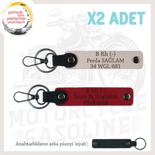 Miawiki Yol Tutkunlarına, Isim Plaka ve B- Kan Grubu Yazılı Kişiye Özel X2 Anahtarlık Set, Kırmızı-Pudra-Syh