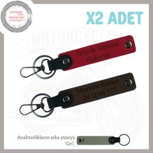 Miawiki Plaka & Isim Yazılı Deri Anahtarlık Seti – Araç Sahiplerine Prestijli Hediye, Kırmızı-K Kahve-Gr