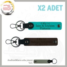 Miawiki Motor Tutkunlarına Özel, Isim Plaka ve 0+ Kan Grubu Yazılı Özel X2 Anahtarlık, K Turkuaz-K Kahve-Gr