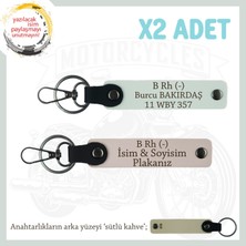 Miawiki Motor Tutkunlarına Özel, Isim Plaka ve B Rh (-) Kan Grubu Yazılı Deri X2 Anahtarlık, Pudra-Beyaz-Sk