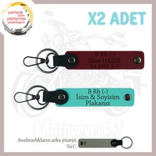 Miawiki Motor Tutkunlarına Özel Isim Plaka, B- Kan Grubu Yazılı Özel Üretim X2 Anahtarlık, Turkuaz-Bordo-Gr