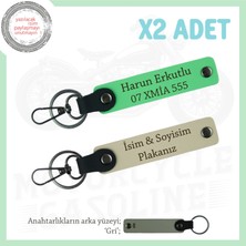 Miawiki Ehliyetlilere Hediye Edilecek X2 Anahtarlık, Plaka ve Isimle Kişisel Dokunuş, Sütlü Kahve-F Yeşil-Gr