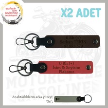 Miawiki Motor Severlere Özel, Isim Plaka ve 0 Rh (+) Kan Grubu Yazılı X2 Anahtarlık, Nar Çiçeği-K Kahve-Gr