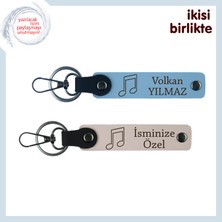 Miawiki Birlikte Seçilen Ilk Şarkıya Sevgilerle, Kişiye Özel Deri Anahtarlık Takımı, Gök Mavi-Pudra