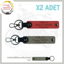 Miawiki Hız Aşıkları Için Özel, Isim Plaka ve 0 Rh (+) Kan Grubu Yazılı X2 Anahtarlık, Nar Çiçeği-Kül Gri-Gr