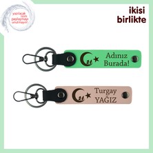 Miawiki Vefa Temalı – Çocuk ve Ayyıldız Desenli 2’li Kişisel Anahtarlık Hediye, F Yeşil-Yavru Ağzı