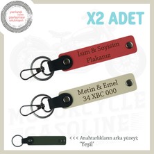 Miawiki Hız Severlere Isim ve Plaka ve Yazılı Özel Üretim X2 Anahtarlık Hediye Set, Nar Çiçeği-S Kahve-Ysl