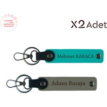 Miawiki Yeni Tanıştığın Kişiye Özel Hediye – Isim & Soyisim Yazılı Anahtarlık Takımı, Kül Gri-Koyu Turkuaz