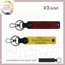 Miawiki Motor Tutkunlarına Isim Plaka ve 0 Rh (-) Kan Grubu Yazılı Özel Üretim X2 Anahtarlık, Sarı-Bordo-Syh