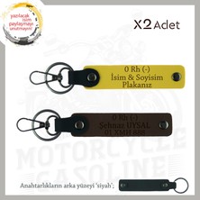 Miawiki Ilk Motoru Olana Hediye, Isim Plaka ve 0 Rh (-) Kan Grubu Yazılı 2'li Anahtarlık, Sarı-K Kahve-Syh