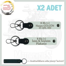 Miawiki Biker Stiline Uygun, Isim Plaka ve B + Kan Grubu Yazılı, Hediye Deri X2 Anahtarlık Seti, Beyaz-Laci