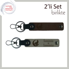 Miawiki Kayınbiradere Temalı Armağan – Bozkurt ve Ayyıldız Kişisel Anahtarlık Seti, Koyu Kahve-Kül Gri