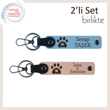 Miawiki Veteriner Klinikleri Için Kurumsal Hediye, Kalpli Pati Desenli Anahtarlık Takımı, G Mavi-Yavru Ağzı