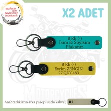 Miawiki Hız Severlere Özel Isim Plaka ve B Rh (-) Kan Grubu Yazılı X2 Anahtarlık Hediye, K Turkuaz-Sarı-Sk