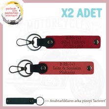 Miawiki Yolculara Özel, Isim Plaka ve B Rh (+) Kan Grubu Yazılı X2' Li Anahtarlık, Nar Çiçeği-Kırmızı-Laci