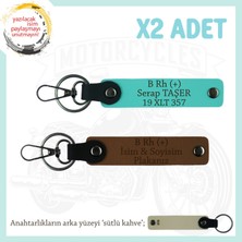 Miawiki Motor Yarışçıları Için Isim Plaka ve B Rh (+) Kan Grubu Yazılı 2'li Anahtarlık, Kahve-Turkuaz-Sk