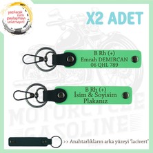 Miawiki Motosiklet Tutkunlarına, Isim Plaka ve B (+) Kan Grubu Yazılı Acil Durum X2 Anahtarlık, F Yeşil-Laci