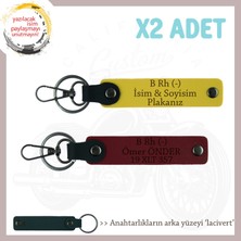 Miawiki Motor Tutkunlarına, Isim Plaka ve B Rh (-) Kan Grubu Özel Üretim X2' Li Anahtarlık, Sarı-Bordo-Laci