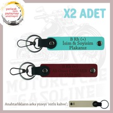 Miawiki Motor Tutkunlarına Özel Isim Plaka, B+ Kan Grubu Yazılı Özel Üretim X2 Anahtarlık, Turkuaz-Bordo-Sk