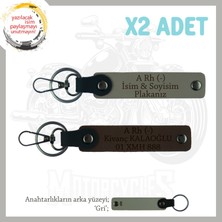 Miawiki Eşinize Özel Isim Plaka ve A Rh (-) Kan Grubu Yazılı Kişiselleşmiş X2 Anahtarlık, Kül Gri-K Kahve-Gr