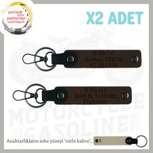 Miawiki Biker Tarzına Özel, Isim Plaka ve B Rh (+) Kan Grubu Yazılı Hediye X2 Anahtarlık Takım, K Kahve-Sk