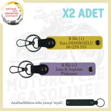 Miawiki Hız Tutkunlarına Özel, Isim Plaka ve B Rh (+) Kan Grubu Yazılı Deri X2' Li Anahtarlık, Mor-Sarı-Syh