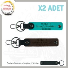 Miawiki Motor Tutkunlarına Özel, Isim Plaka ve 0+ Kan Grubu Yazılı Özel X2 Anahtarlık, K Turkuaz-K Kahve-Syh