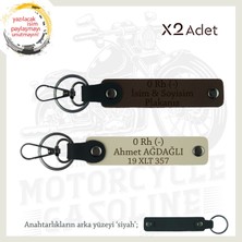 Miawiki Motrocu Gruplara Hediye Isim Plaka ve 0 Rh (-) Kan Grubu Yazılı X2 Anahtarlık, K Kahve-S Kahve-Syh