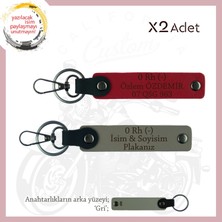 Miawiki Bikerlar Için Özel, Isim Plaka ve 0 Rh (-) Kan Grubu, Hediye X2 Anahtarlık Set, Kül Gri-Kırmızı-Gr